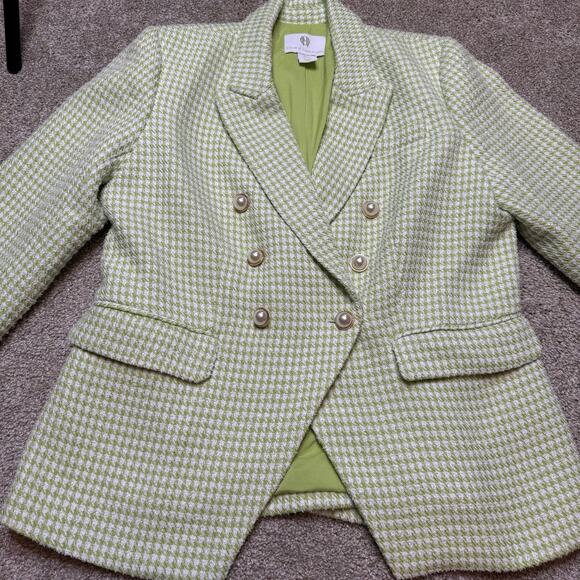 Revolve House of Harlow 1960 Houndstooth Pearl Double Breasted Blazer Large - Picture 2 of 5
